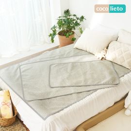 [Lieto Baby] CocoLieto Non-slip pure cotton Waterproof Protectors for Overnight Bed Wetting Pad (Melange Gray)-Made in Korea